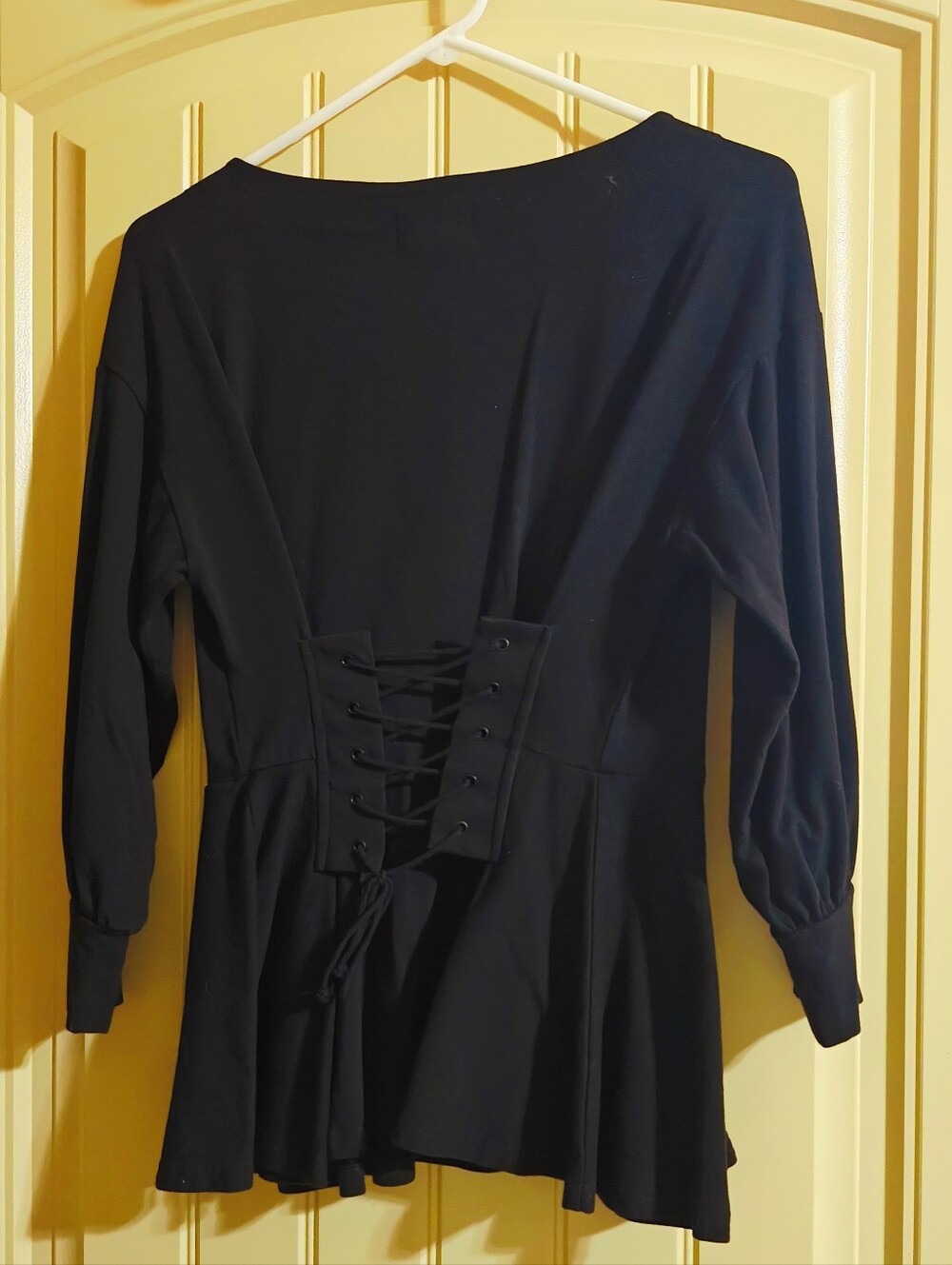 Republic Black Corset Back Peplum Top Small Goth Emo Grunge Cotton